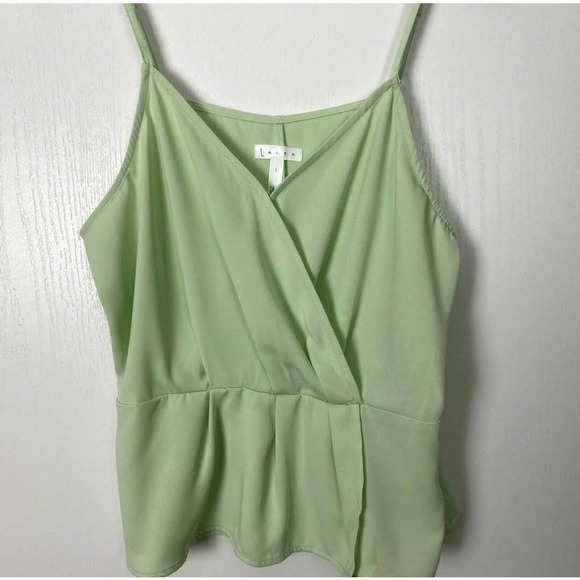 Leith Mint Peplum Camisole Size L Draped Spaghetti Straps - Picture 3 of 4